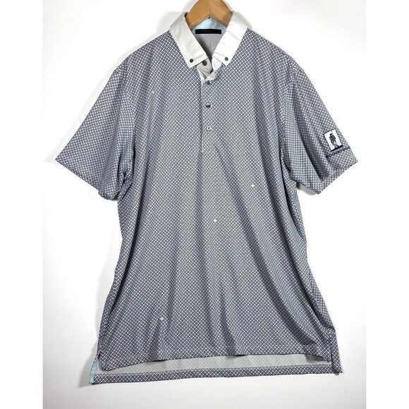 Greyson Other - Greyson Polo Large Blue White Geometric Golf Embroidered‎ Greenwood Performance